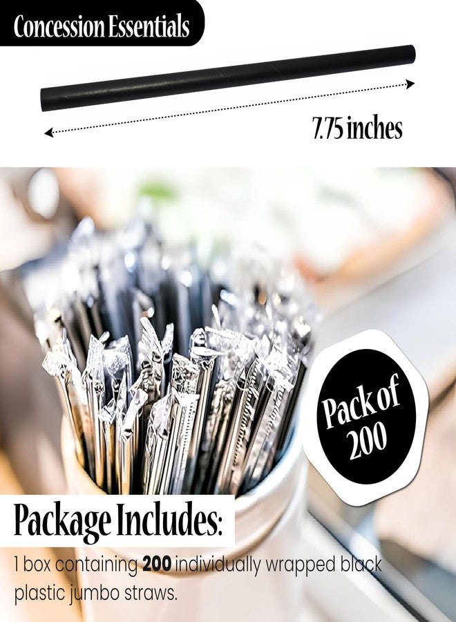 Concession Essentials 7.75 Black Plastic Straws, Wrapped. Pack of 200 - Image 2